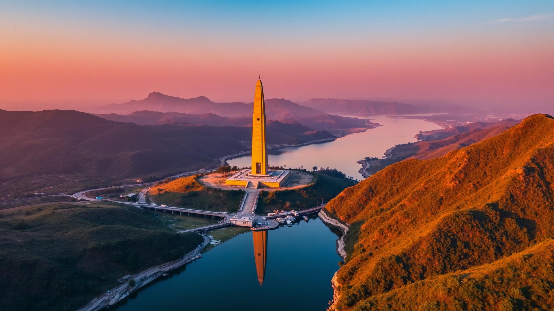Statue of Unity at sunset, Gujarat
